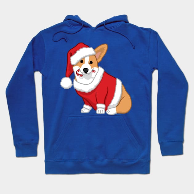 Cute Tan Corgi in Santa Christmas Costume Hoodie by csforest